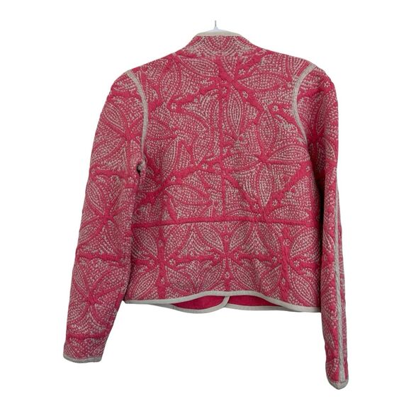 Nic Zoe Jet Set Quilted Cardigan Jacket Sz Medium Pink Cotton Blend Stretch - Picture 5 of 11